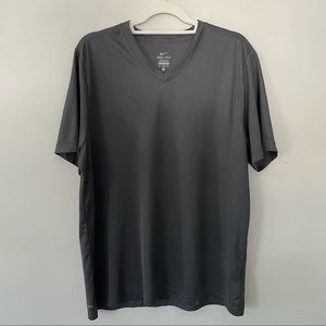 Nike Gray Dri Fjt V Neck Tee | Size XL